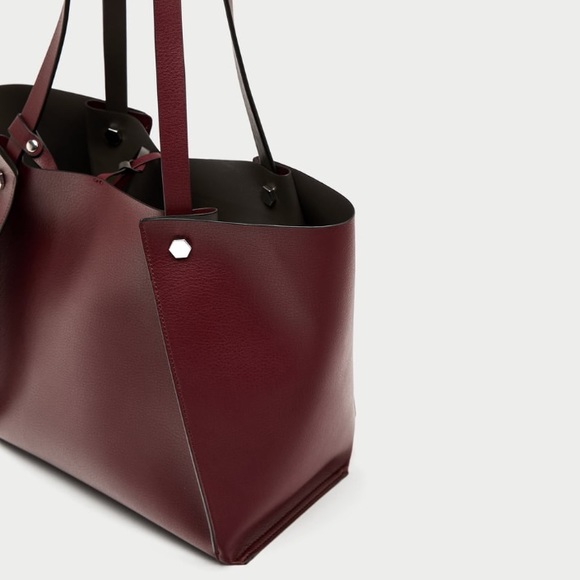 zara reversible tote bag black and red